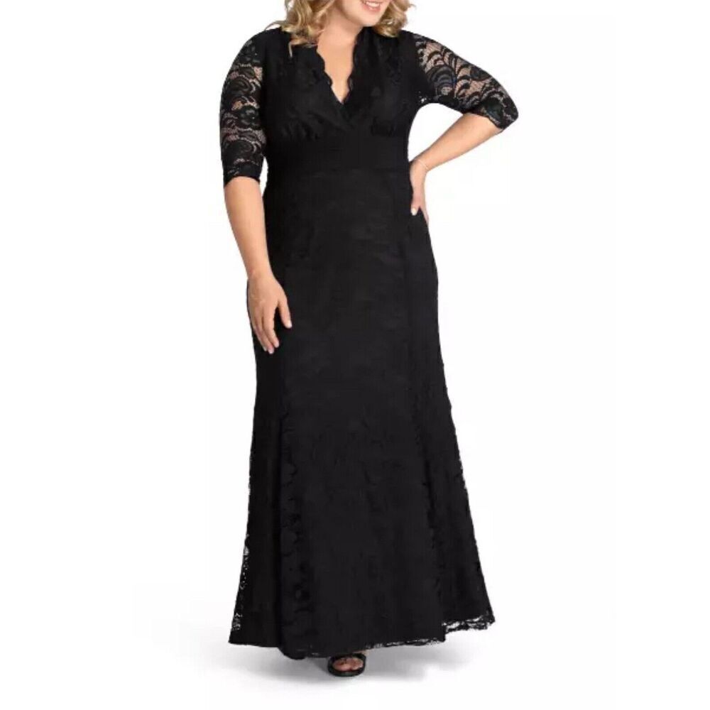 KIYONNA Plus Size Screen Siren Lace Onyx Gown Dress. Size 5xl. NWOT. 16